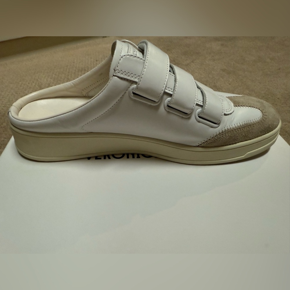 Veronica Beard Cream and Brown Velcro Sneakers - Picture 3 of 6